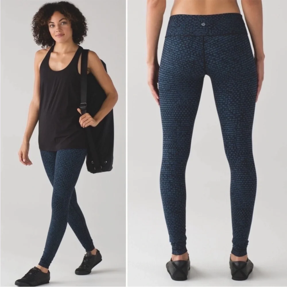 Lululemon Wunder Under Pant III Shatter Weave Desert Teal Alberta Lake Sz 4 - Picture 13 of 14